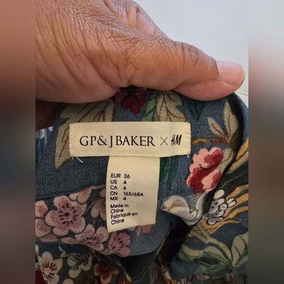 GP & J Baker X H&M Wide Leg Palazzo Pants Birds Print Multicolor Size 4 - Picture 5 of 14